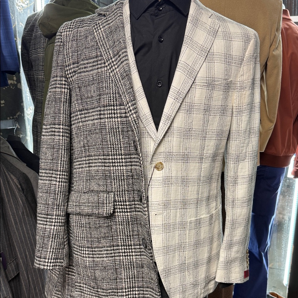 Men's Checkered Black and White Blazer